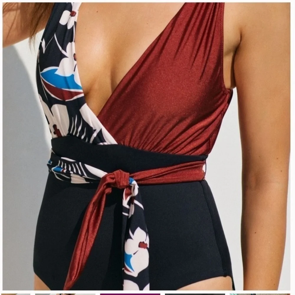Sanctuary Moody Blooms Tie-Front One-Piece Swimsuit